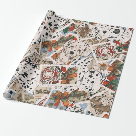 Dalmatische kerst cadeaupapier (Uitgerold)