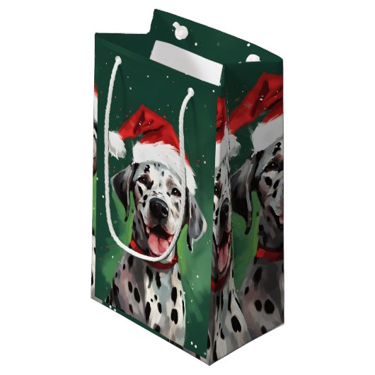 Dalmatische Kerstborstel schilderij kunstwerk Klein Cadeauzakje (Voorkant Gekanteld)
