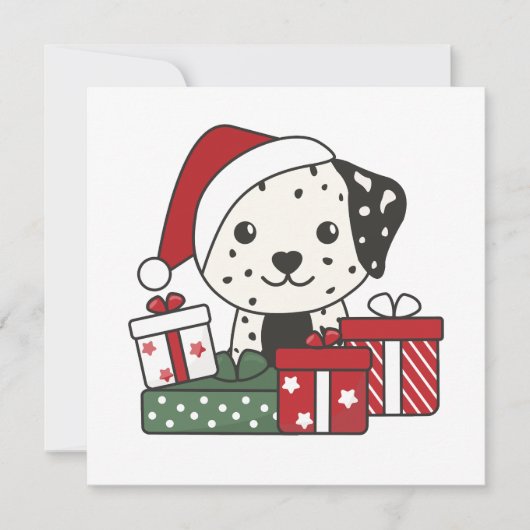 Dalmatische kerstcadeau Winter Dogs Feestdagenkaart (Voorkant)