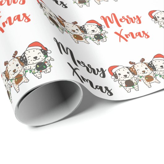 Dalmatische kerstdieren met kerstmis kotsen honden cadeaupapier (Rol Hoek)