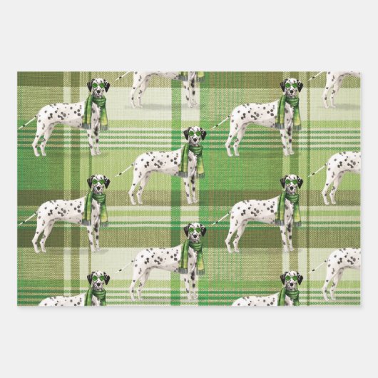 Dalmatische Kersthond en Plaid Inpakpapier Vel (Voorkant 3)