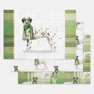 Dalmatische Kersthond en Plaid Inpakpapier Vel