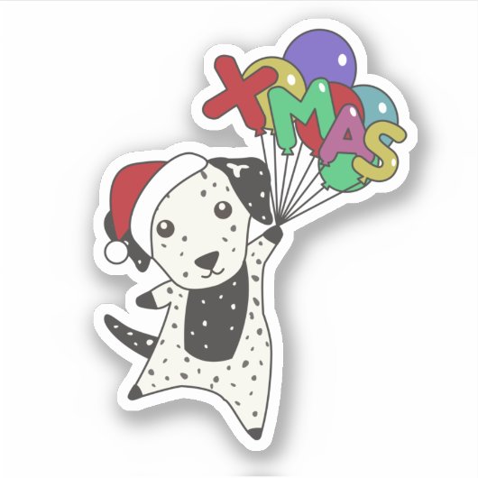 Dalmatische kersthond Winterdieren Dogs Sticke Sticker (Voorkant)