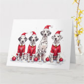 Dalmatische kerstjurk met kerstmuts kaart (Gele Bloem)