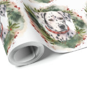 Dalmatische Kerstkrans Feestelijke Pup Cadeaupapier (Rol Hoek)