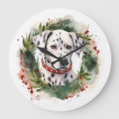 Dalmatische Kerstkrans Feestelijke Pup Grote Klok (Voorkant)