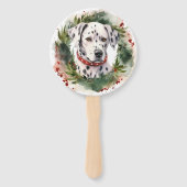 Dalmatische Kerstkrans Feestelijke Pup Handwaaier (Voorkant)
