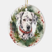 Dalmatische Kerstkrans Feestelijke Pup Keramisch Ornament (Links)