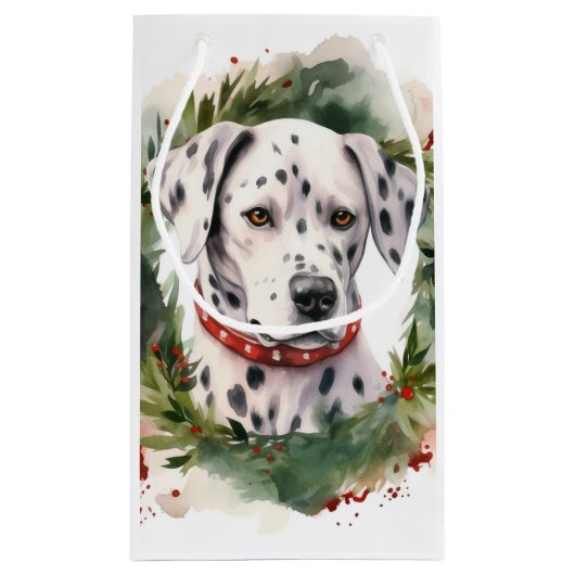 Dalmatische Kerstkrans Feestelijke Pup Klein Cadeauzakje (Achterkant)
