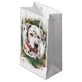 Dalmatische Kerstkrans Feestelijke Pup Klein Cadeauzakje (Voorkant Gekanteld)