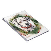 Dalmatische Kerstkrans Feestelijke Pup Notitieboek (Rechterzijde)