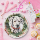 Dalmatische Kerstkrans Feestelijke Pup Papieren Bordje (Feest)