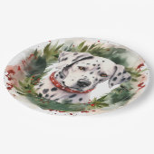 Dalmatische Kerstkrans Feestelijke Pup Papieren Bordje (Gekanteld)