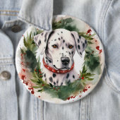 Dalmatische Kerstkrans Feestelijke Pup Ronde Button 6,0 Cm (In situ)