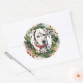 Dalmatische Kerstkrans Feestelijke Pup Ronde Sticker (Envelop)