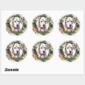 Dalmatische Kerstkrans Feestelijke Pup Ronde Sticker (Vel)