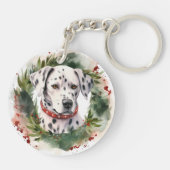 Dalmatische Kerstkrans Feestelijke Pup Sleutelhanger (Achterkant)