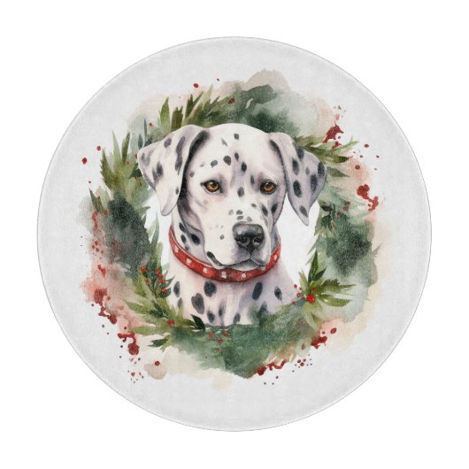 Dalmatische Kerstkrans Feestelijke Pup Snijplank (Voorkant)