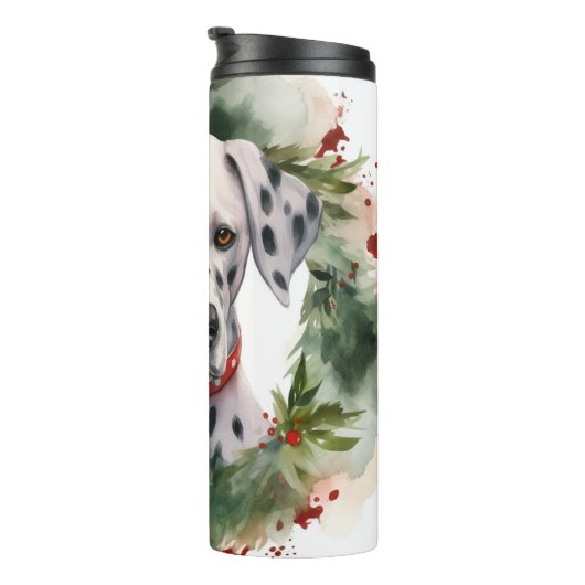 Dalmatische Kerstkrans Feestelijke Pup Thermosbeker (Geroteerd rechts)
