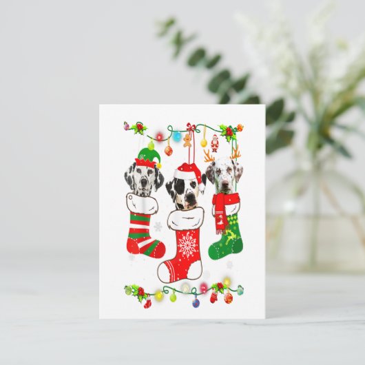 Dalmatische kerstlampjes Gift Funny Xmas Dog Lov Kaart (Staand voorkant)
