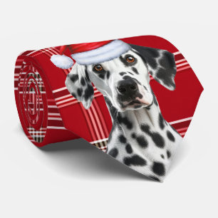 Dalmatische Kerstman Hond Rode Vakantie Schotlands Stropdas