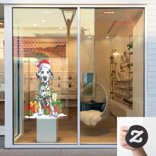 Dalmatische kerstman met kerstlampjes raamsticker (Winkelraam)