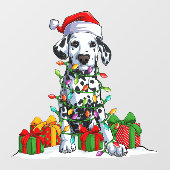 Dalmatische kerstman met kerstlampjes raamsticker (Vel)