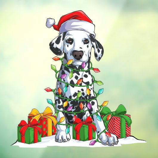 Dalmatische kerstman met kerstlampjes raamsticker (Vel 3)