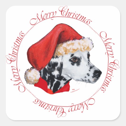 Dalmatische Kerstmis Vierkante Sticker (Voorkant)