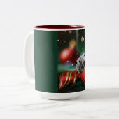 Dalmatische kerstMok Tweekleurige Koffiemok (Voorkant links)