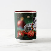 Dalmatische kerstMok Tweekleurige Koffiemok (Center)