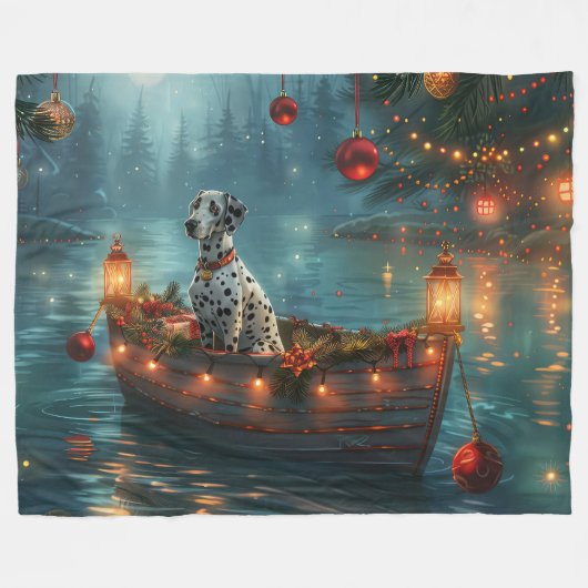 Dalmatische kerstreis fleece deken (Voorkant (Horizontaal))