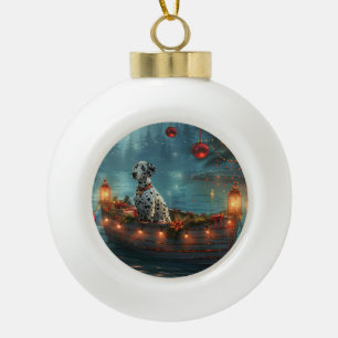 Dalmatische kerstreis keramische bal ornament