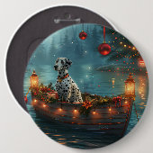 Dalmatische kerstreis ronde button 6,0 cm (Voorkant /achterkant)