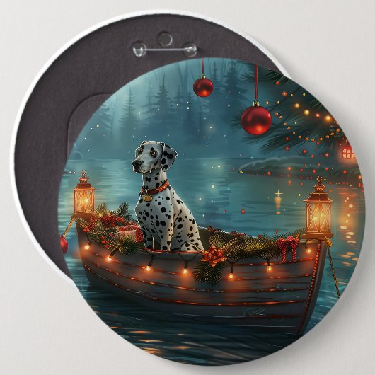 Dalmatische kerstreis ronde button 6,0 cm (Voorkant /achterkant)