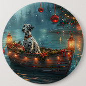 Dalmatische kerstreis ronde button 6,0 cm (Voorkant)