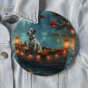 Dalmatische kerstreis ronde button 6,0 cm