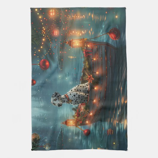 Dalmatische kerstreis theedoek (Verticaal)