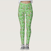 Dalmatische Kerstvakantie Groene Santa Hat Honden Leggings (Voorkant)