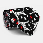 Dalmatische Kerstvakantie Zwart Santa Hat Honden Stropdas (Opgerold)