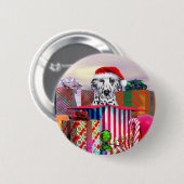 Dalmatische kerstverrassing ronde button 5,7 cm (Voorkant /achterkant)