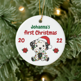Dalmatische kerstwinter baby's eerste kerstdag keramisch ornament