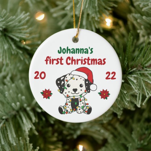 Dalmatische kerstwinter baby's eerste kerstdag keramisch ornament (Boom)