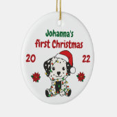 Dalmatische kerstwinter baby's eerste kerstdag keramisch ornament (Rechts)