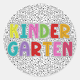 Dalmatische kleuterjuf, terug naar school ronde sticker