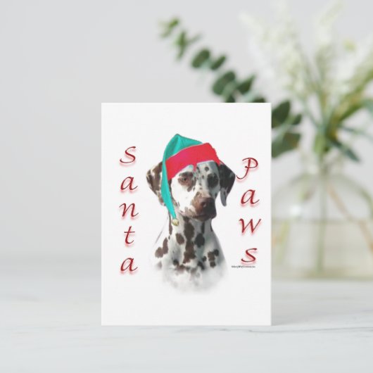 Dalmatische (lever) Santa Paws Feestdagenkaart (Staand voorkant)