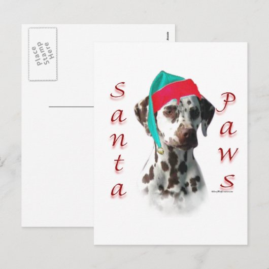 Dalmatische (lever) Santa Paws Feestdagenkaart (Voorkant / Achterkant)