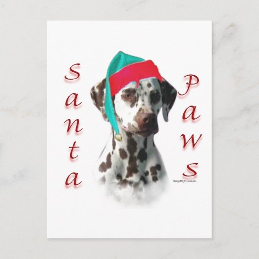 Dalmatische (lever) Santa Paws Feestdagenkaart (Voorkant)