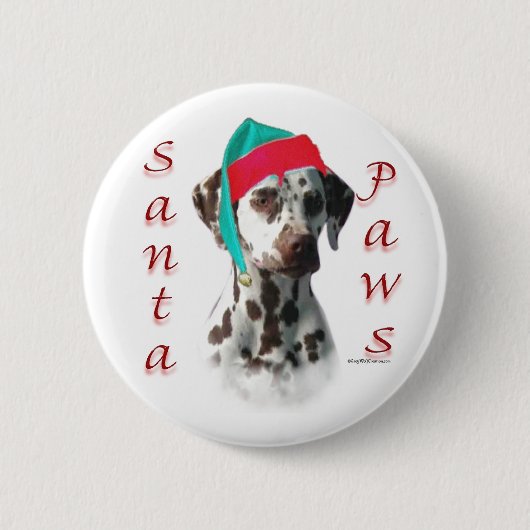 Dalmatische (lever) Santa Paws Ronde Button 5,7 Cm (Voorkant)