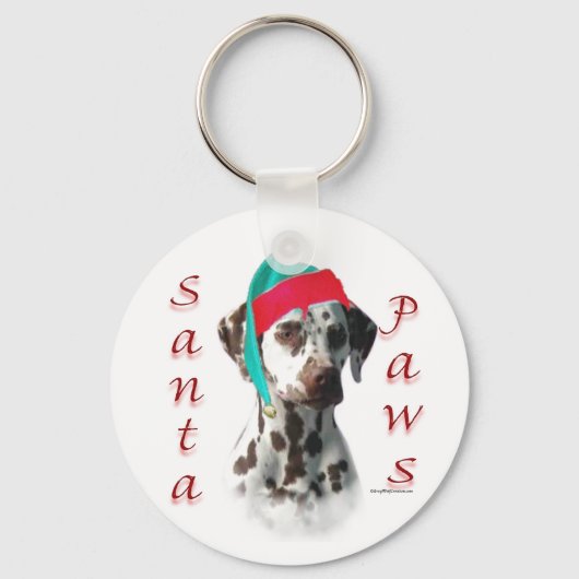 Dalmatische (lever) Santa Paws Sleutelhanger (Voorkant)